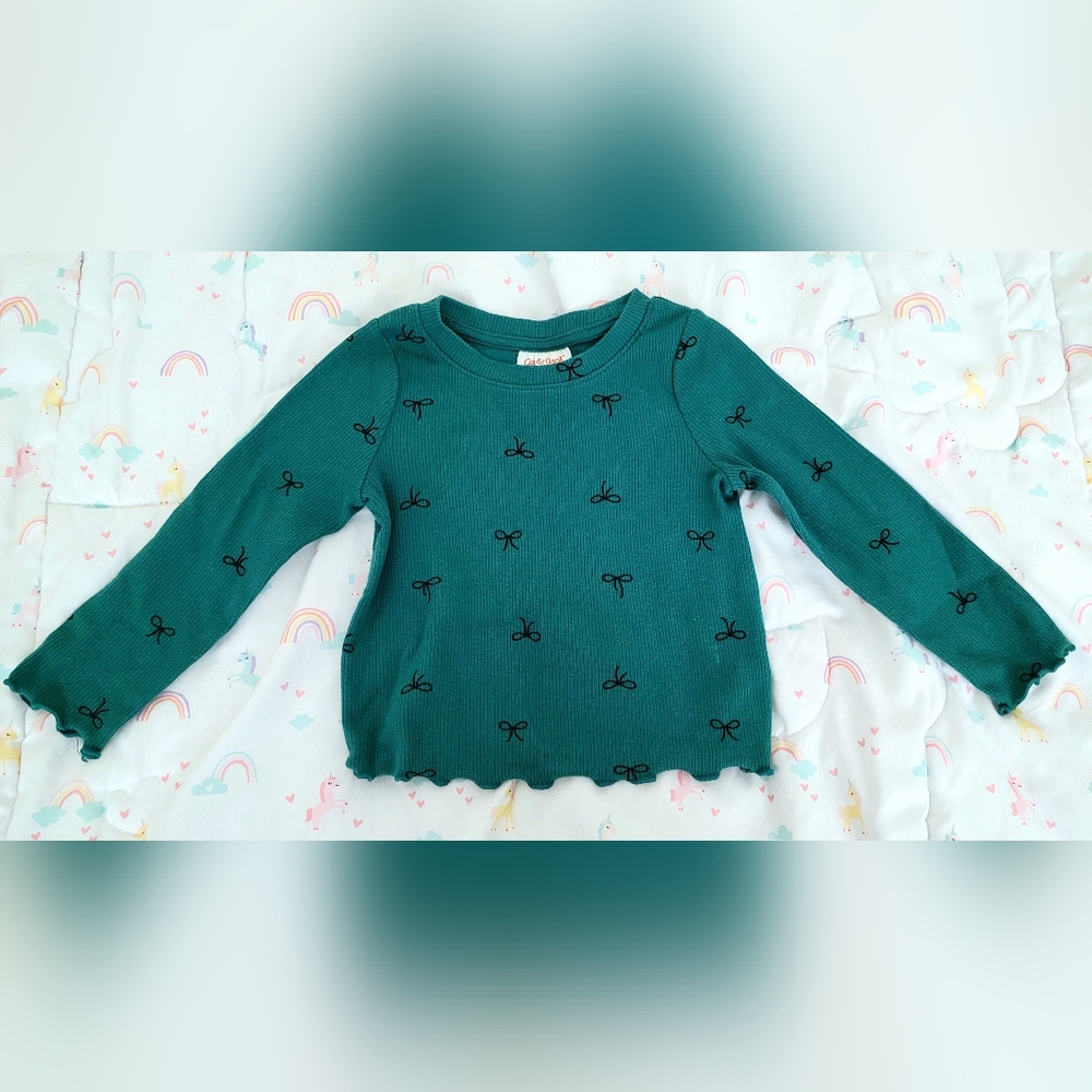 Cat & Jack Green Long Sleeve Tee with Palm Tree Print 2T
